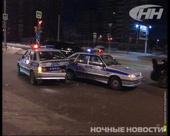 На Московской горке Lacetti врезался в два патрульных автомобиля ГИБДД