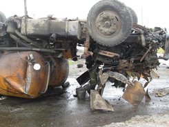 В Туринской Слободе Свердловской области два грузовика сошлись в лобовую